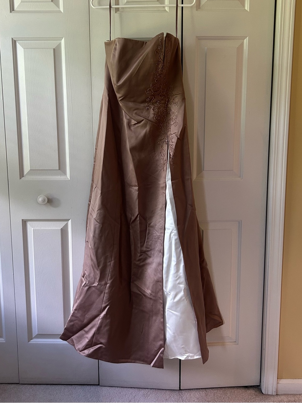 Michaelangelo Brown A-Line Skirt with Ivory Inset